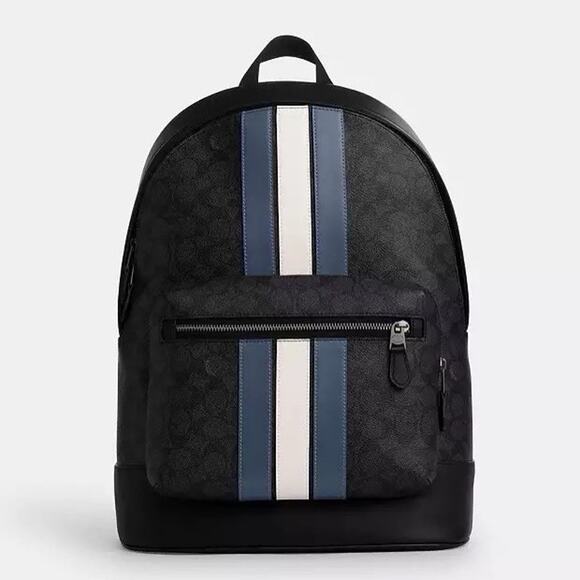 NWT Coach Cv922 West Backpack In Signature Canvas With Varsity Stripe - Picture 5 of 8